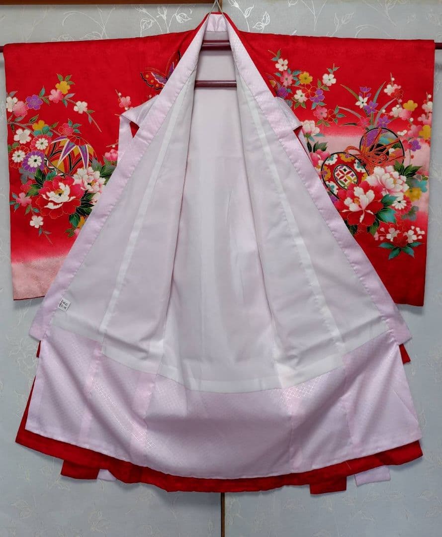 RK403アンティーク子供着物着丈98センチ裄丈46センチ3歳前後長襦袢付き綺麗