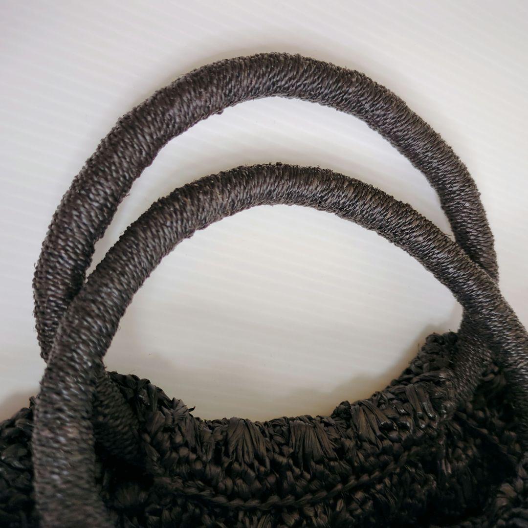 【美品】メゾンエヌアッシュパリ　ラフィア　カゴバッグ　ハンドバッグ　大容量