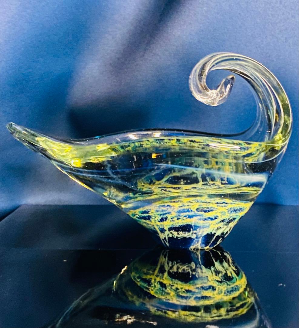 ガラス　小物入れ　サインあり　宇宙　アース　地中海　海底　惑星　地球　神秘