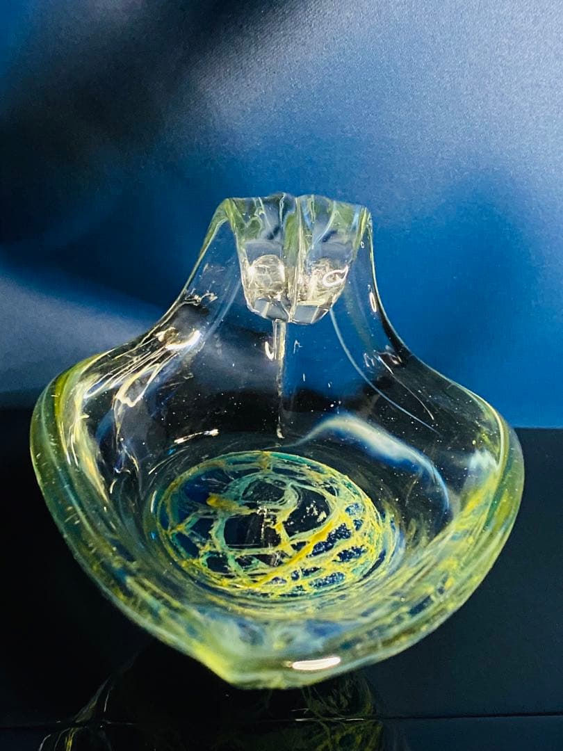 ガラス　小物入れ　サインあり　宇宙　アース　地中海　海底　惑星　地球　神秘