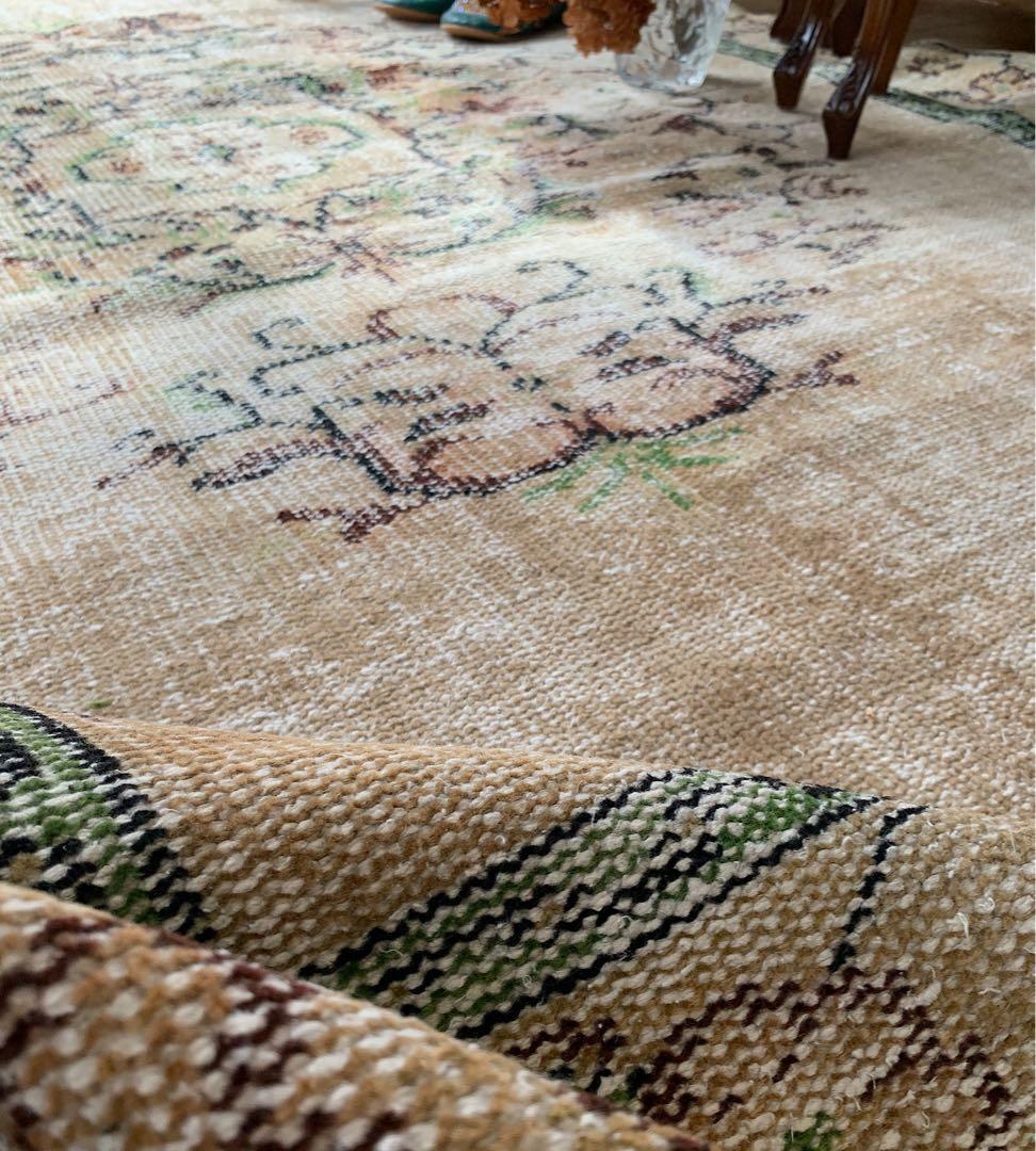特大　超大判　カーキベージュ　　271×168 トルコヴィンテージラグ