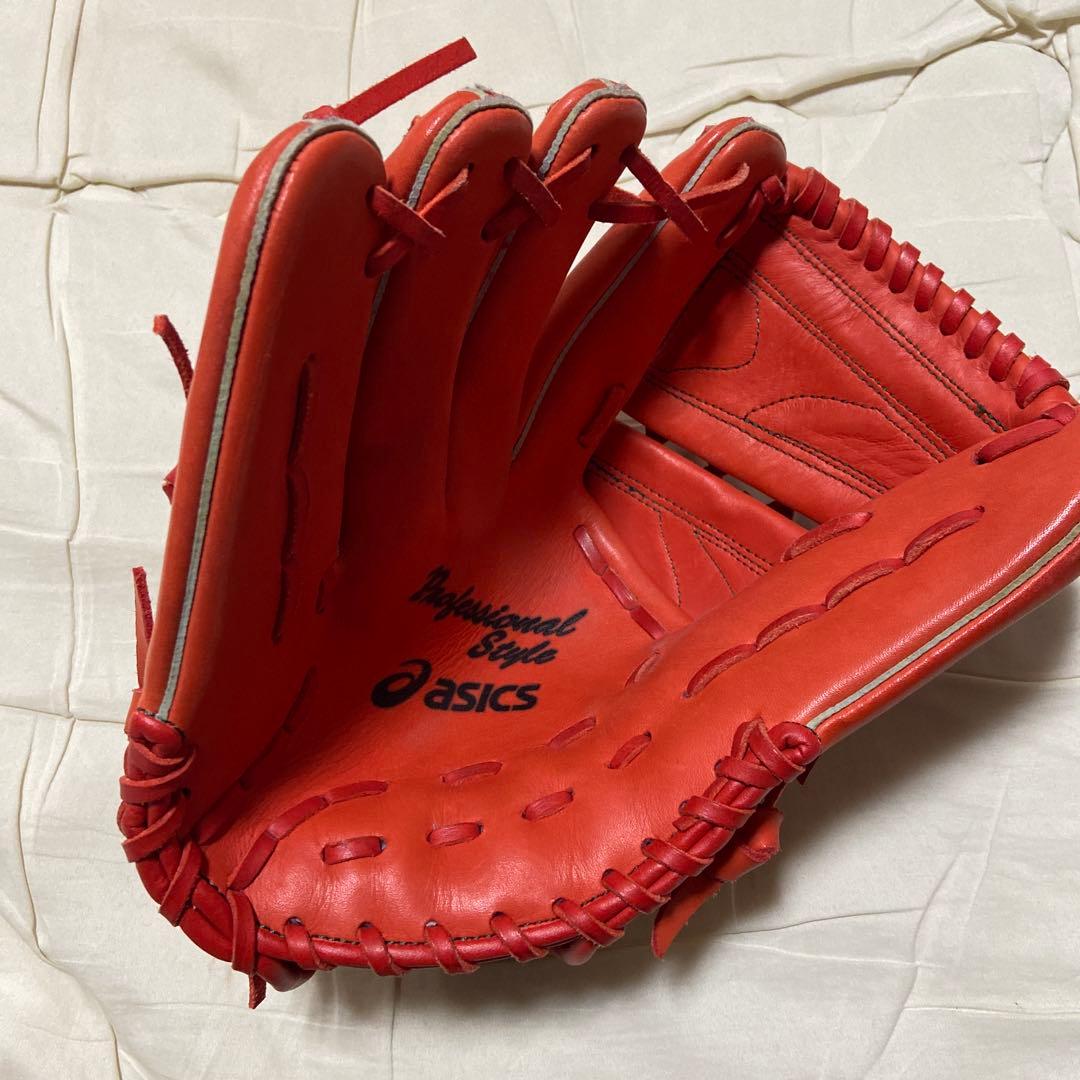 asics インフィニティスタイル 軟式グローブ オレンジ