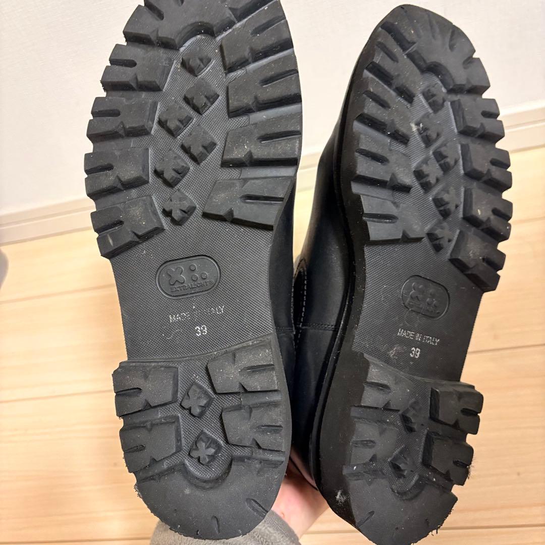 美品 パスクッチ イエナ別注 サイドゴアブーツ 39本革 軽量 厚底 黒