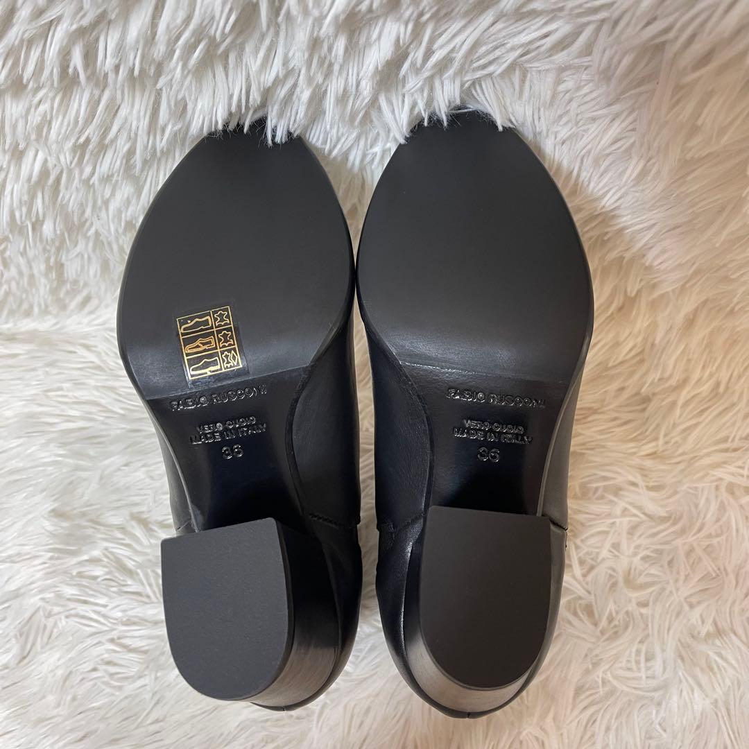 未使用 FABIO RUSCONI 本革 サイドゴアブーツ ラウンドトゥ