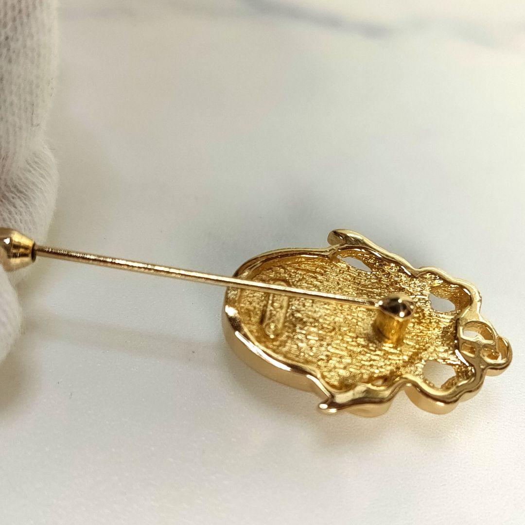 【美品✨】クリスチャンディオール　ピンブローチ　パール CDロゴ ゴールド金具