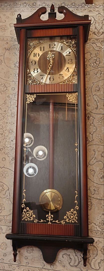 アンティーク昭和レトロ シチズン 壁掛け 柱時計 4MJ-13 クオーツ 振り子