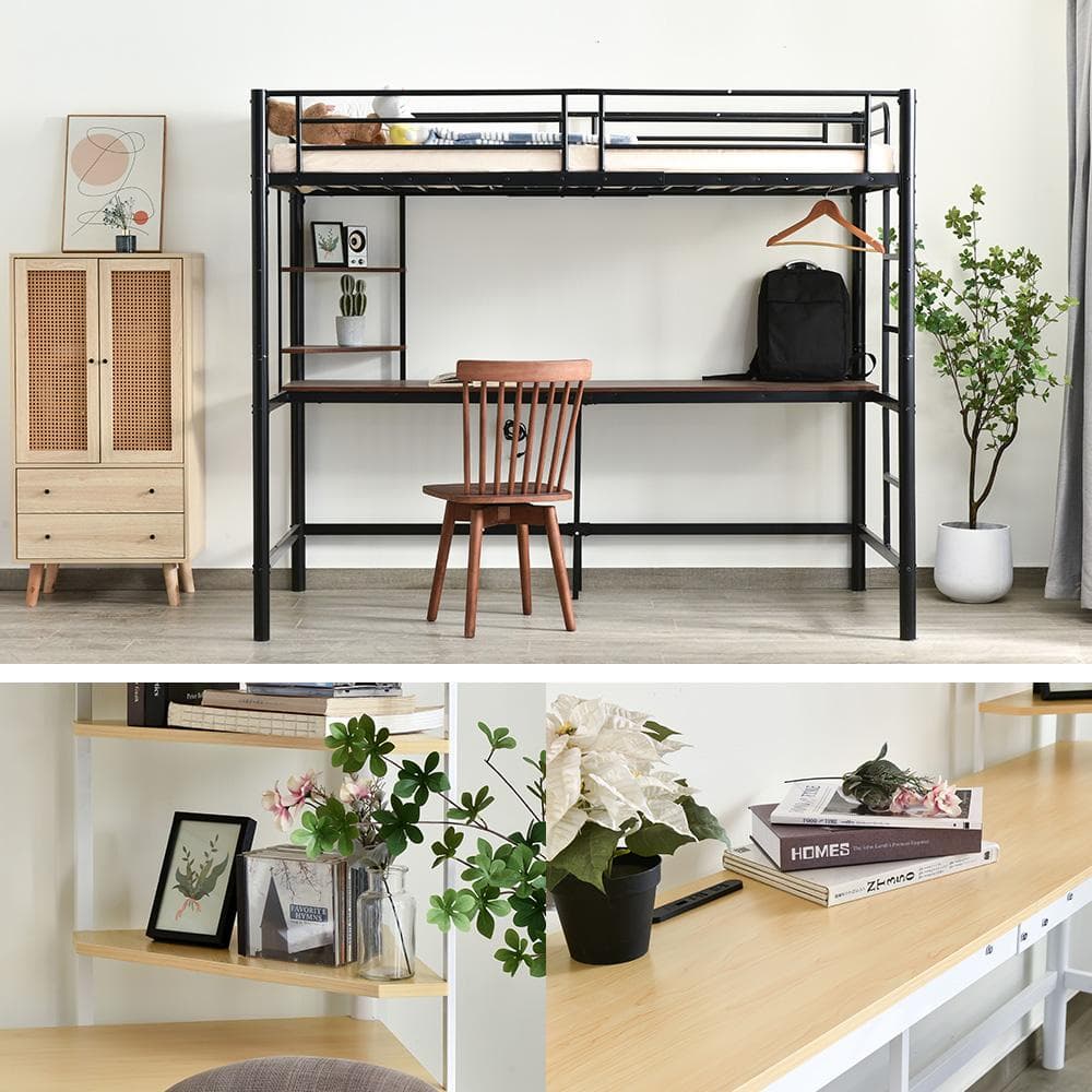 赤字価格！！売切ゴメン！ コンセント・デスク付きロフトベッド　二段　WHITE