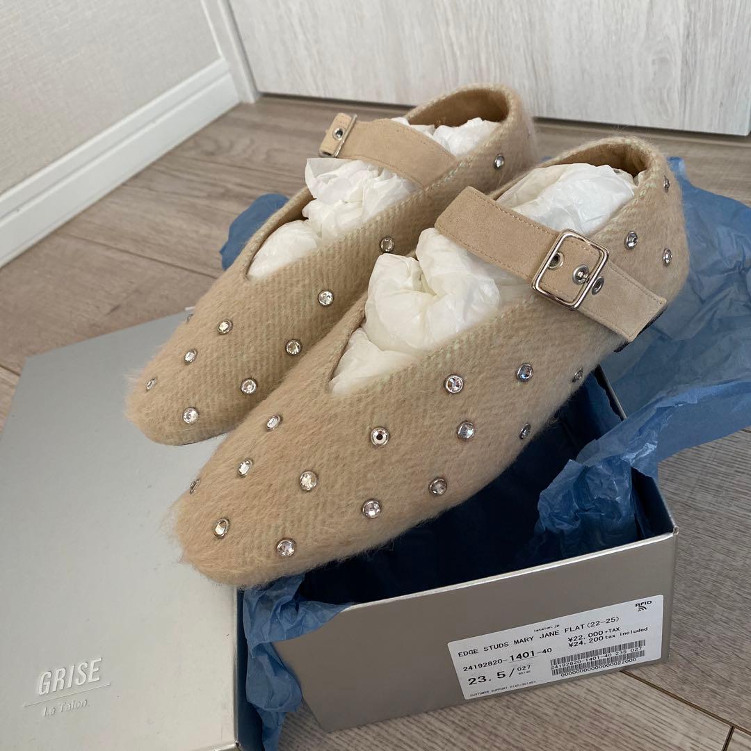 LE TALON GRISE EDGEスタッズメリージェーンフラット 23.5