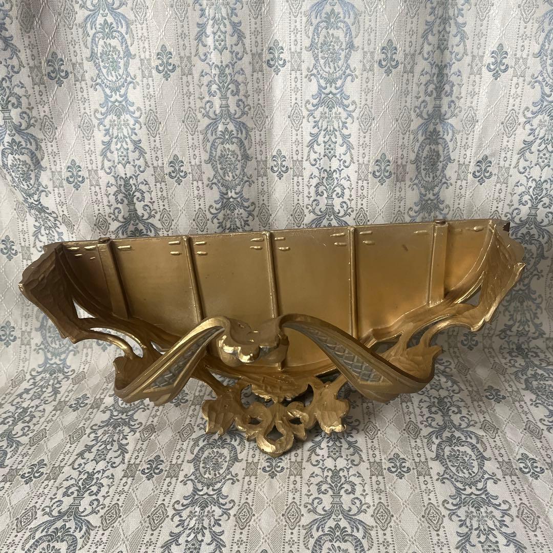 イタリア製 壁掛けコンソール② ウォールシェルフ ロココ調 アンティーク金色