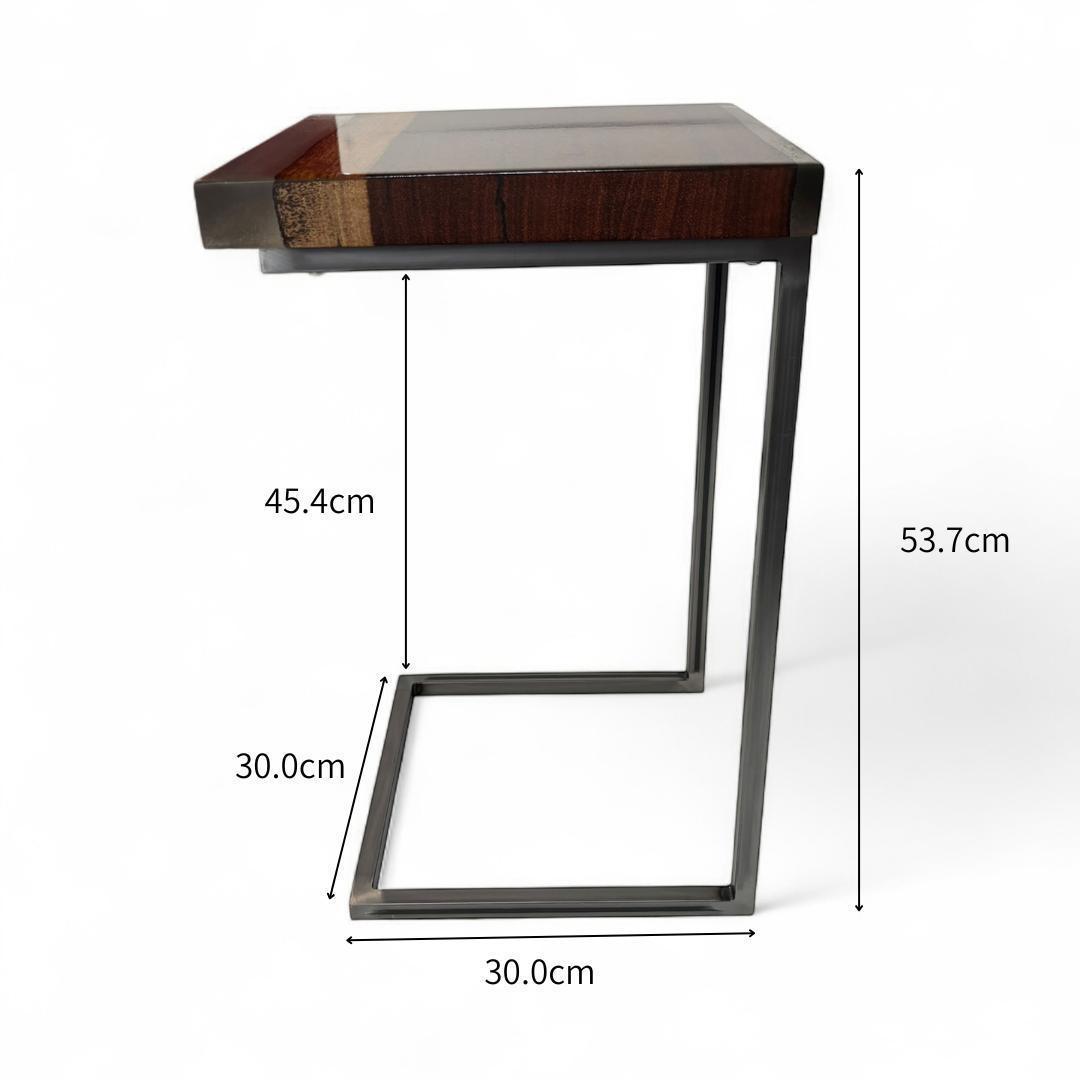 サイドテーブル アイアン 木製 一枚板 コの字 おしゃれ ベッド 50cm 北欧