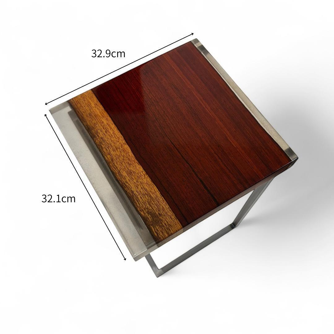 サイドテーブル アイアン 木製 一枚板 コの字 おしゃれ ベッド 50cm 北欧