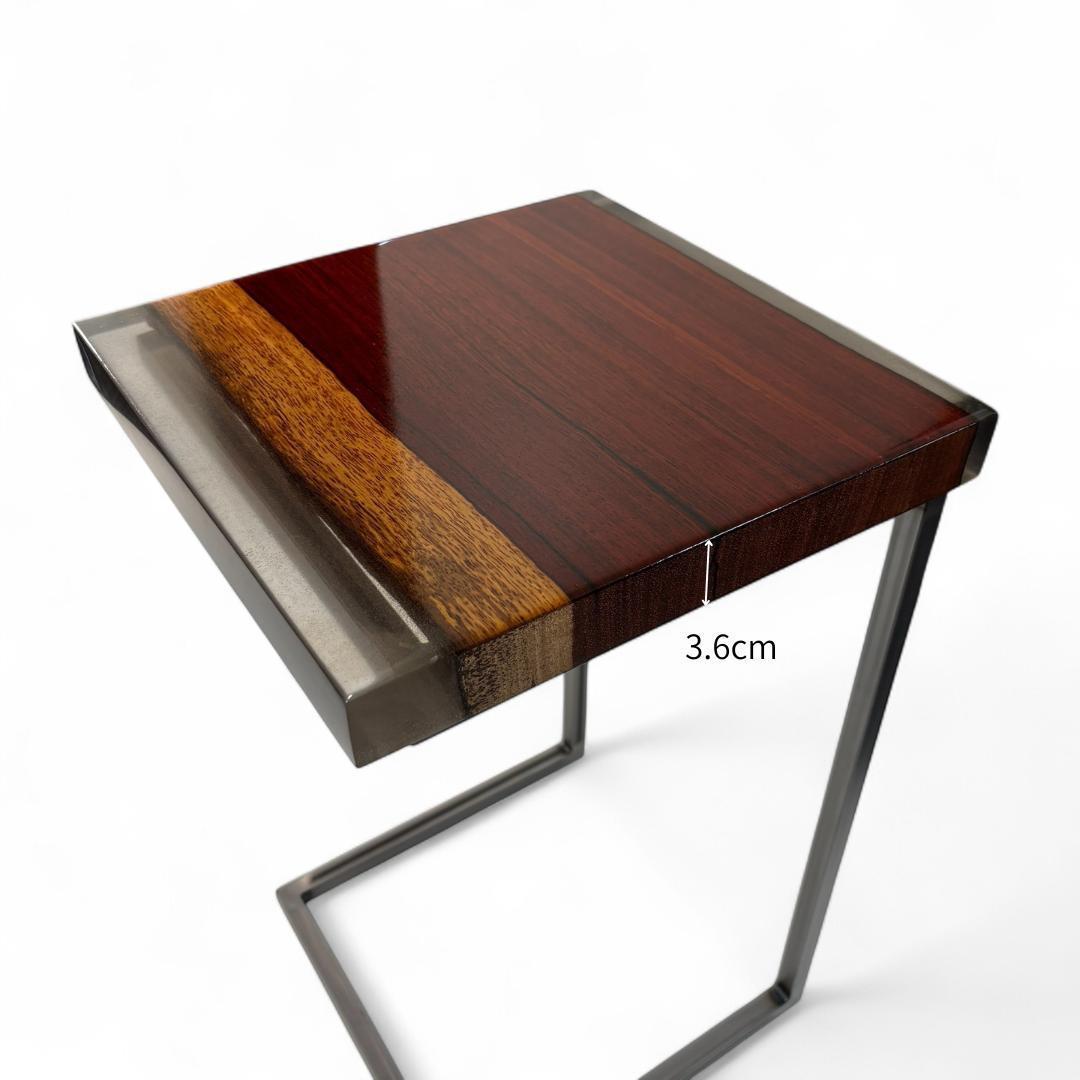 サイドテーブル アイアン 木製 一枚板 コの字 おしゃれ ベッド 50cm 北欧