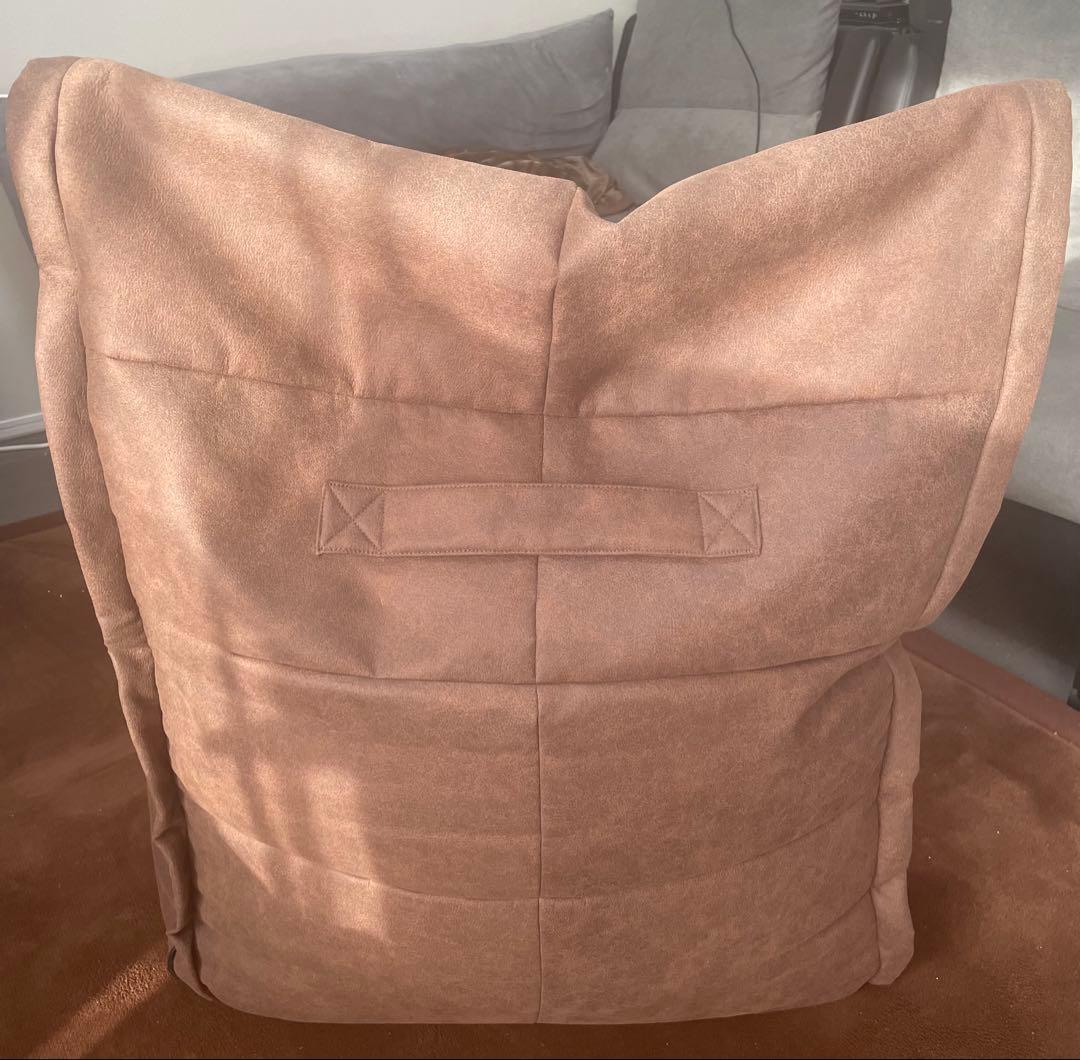 ブラウン ビーズクッションソファ 背もたれ付きソファ型②