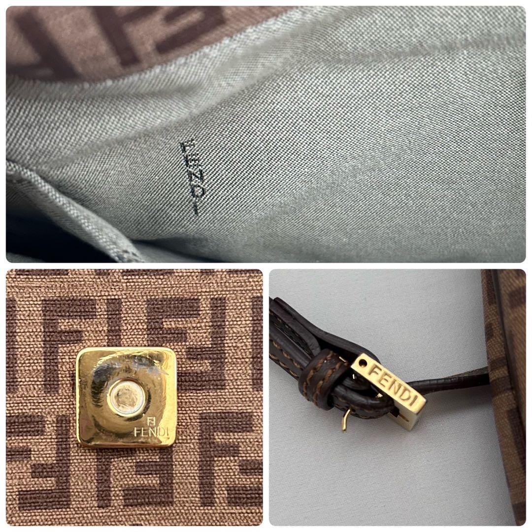 美品 FENDI ズッキーノ マンマバケット ゴールド金具 ショルダーバッグ