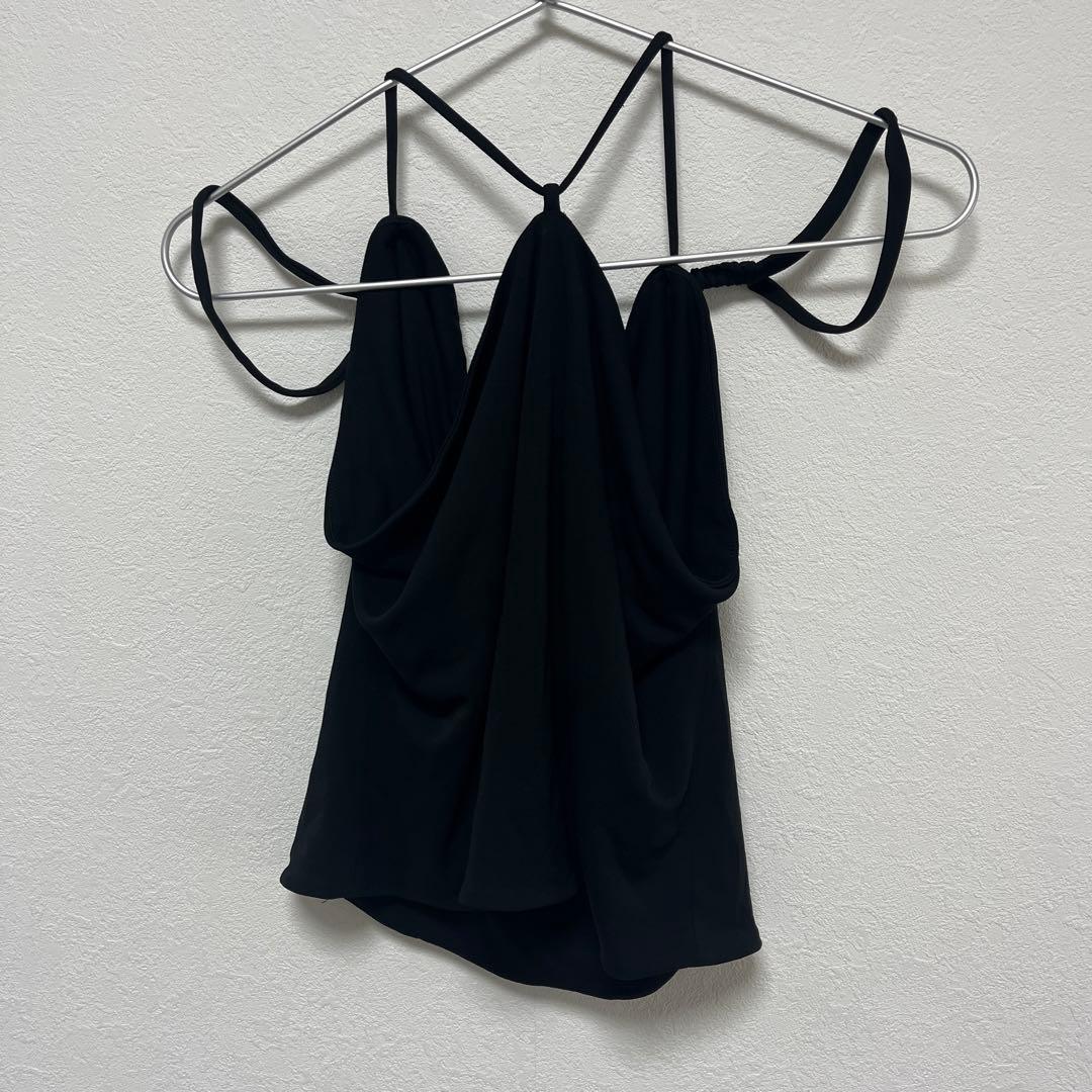 ヴェルサーチ versace 変形　肌みせ　キャミソール　ビーズ　黒　38