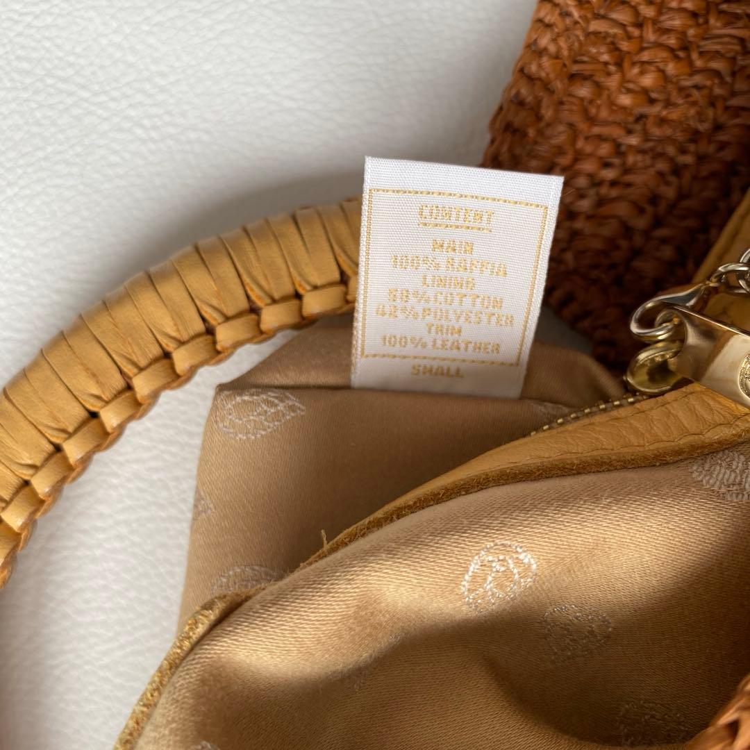 極美品　ヘレンカミンスキー　ラフィア　レザーハンドル ラフィアトートバッグ