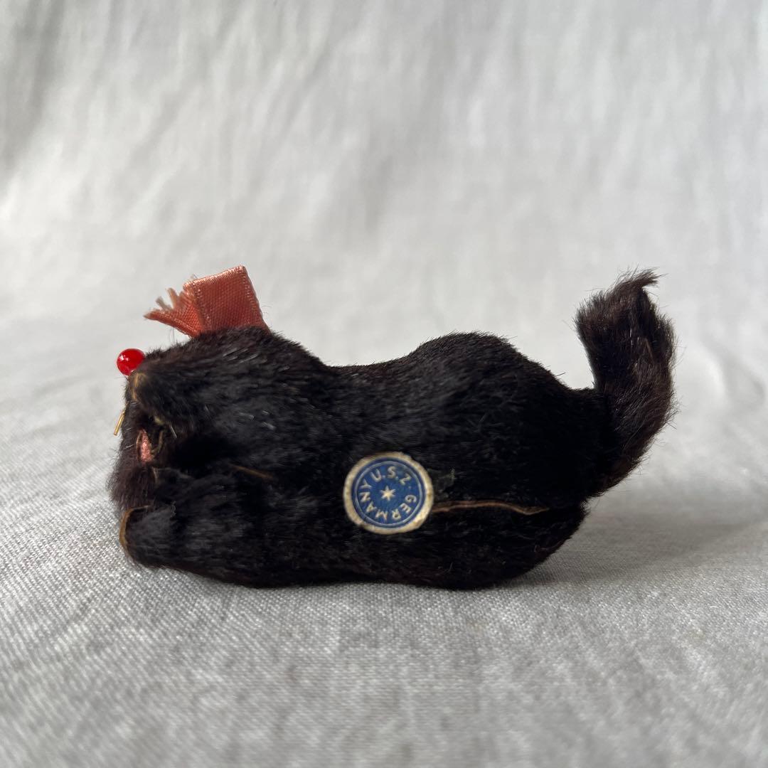 アンティーク　ドイツ　黒ねこ　リアルファー