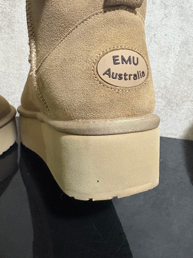 美品 厚底 EMU エミュー プラットフォーム マイクロ ウール ムートン