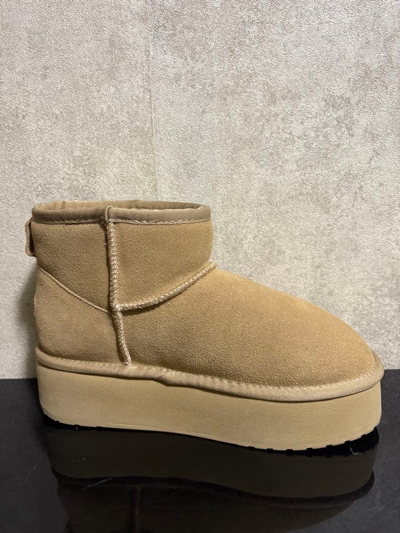 美品 厚底 EMU エミュー プラットフォーム マイクロ ウール ムートン