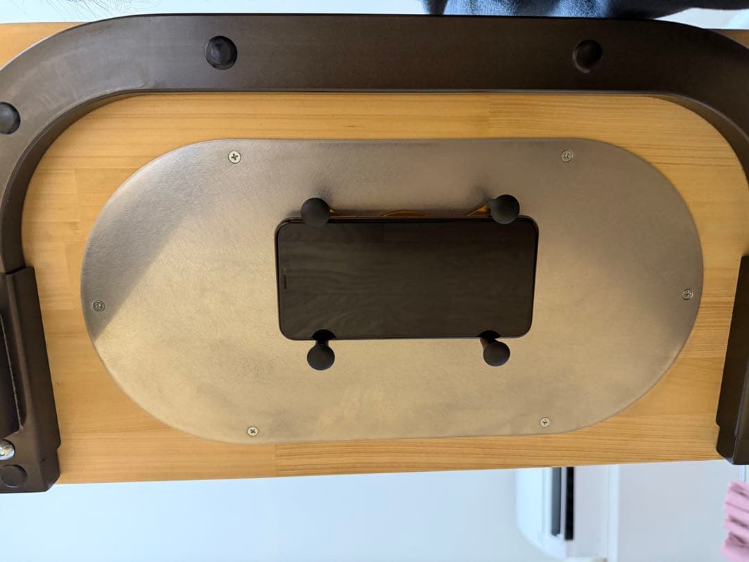 ごろ寝サポートスマホホルダー　サイドテーブル 木製天板 ドリンクホルダー付き