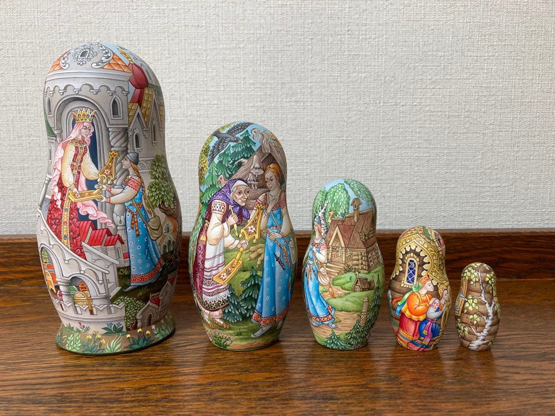 ロシア雑貨☆ロシア民話マトリョーシカ『鷹フィニストの羽根』(5P)オルガ作