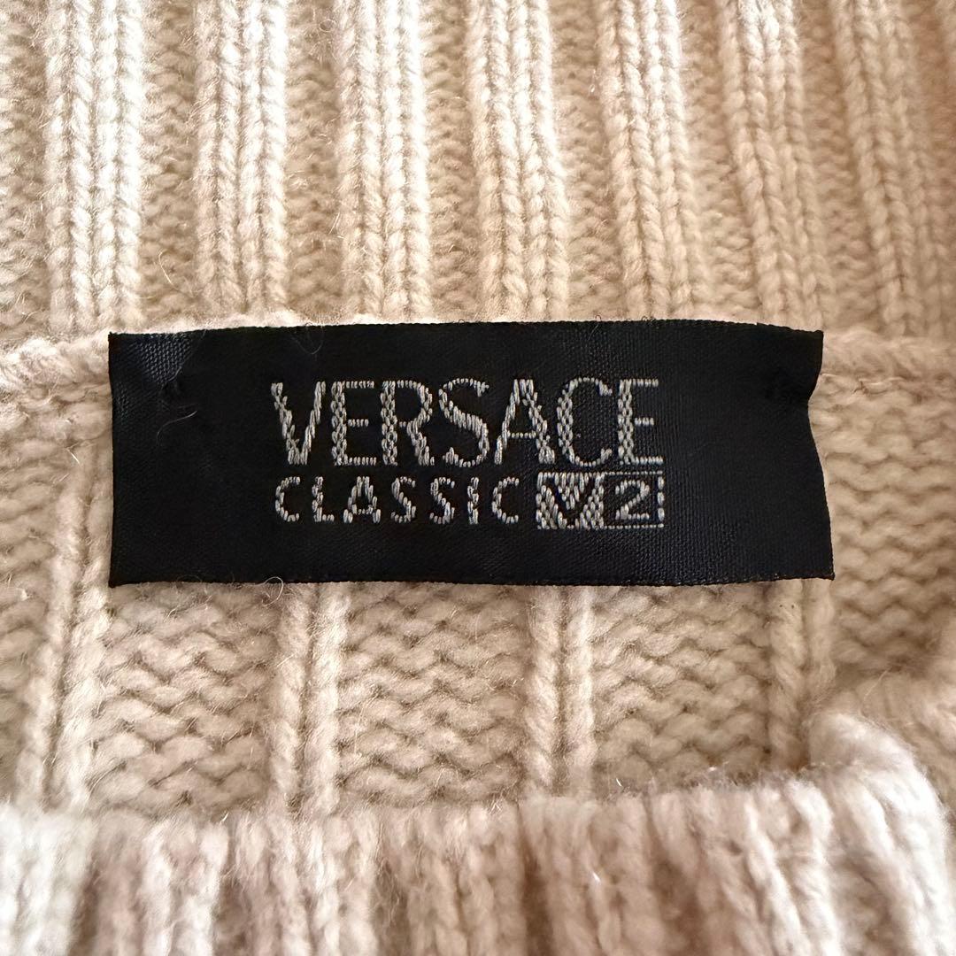 【極美品】【希少】ヴェルサーチ ケーブルニット　モックネック　アイボリー　L