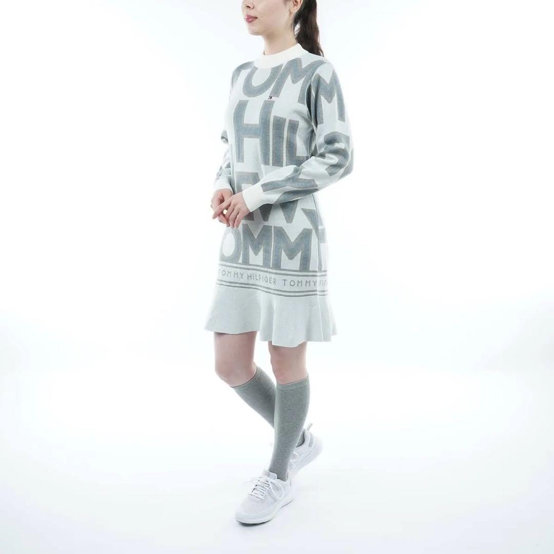   GOLF ロゴジャガード フレアニットワンピース