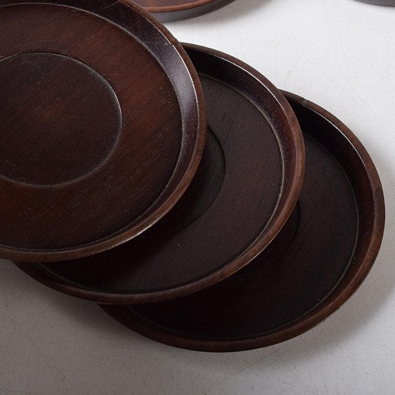 煎茶道具　唐木紫檀製　茶托　5客　V　8258