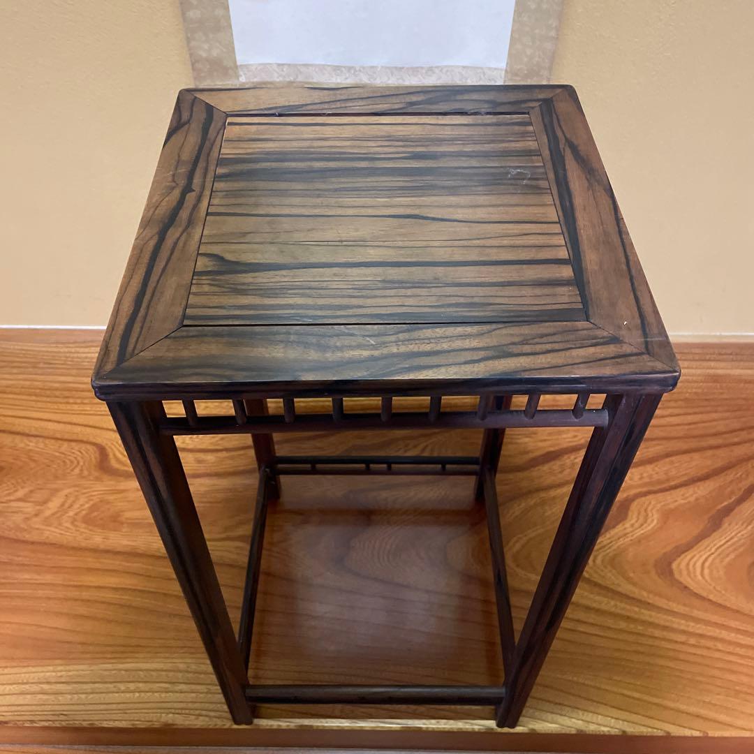 【唐木】懸崖1.1尺 盆栽台 黒檀 ビンテージ品 高卓(こうしょく)【訳あり品】