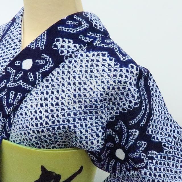 専用Y3457◆美品 有松鳴海絞り 綿 手縫い仕立て 高級浴衣 洗える夏着物