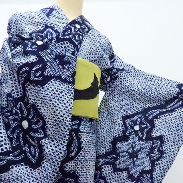 専用Y3457◆美品 有松鳴海絞り 綿 手縫い仕立て 高級浴衣 洗える夏着物