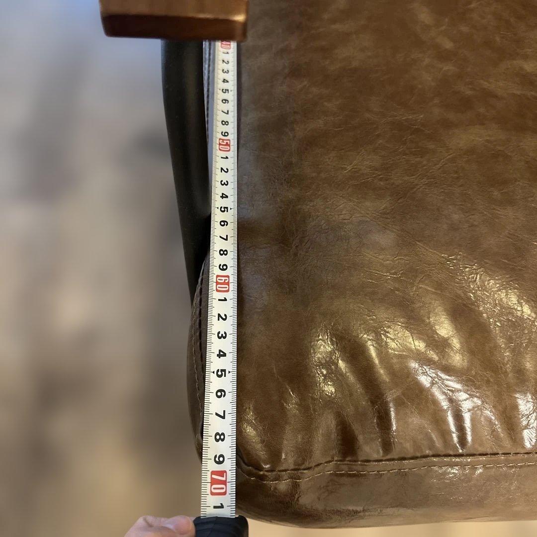 ブラウン 合成皮革 2人掛けソファ