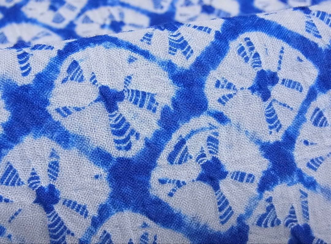 有松鳴海織り 浴衣 青系 鹿子絞り シンプル Sサイズ 小中高生にも