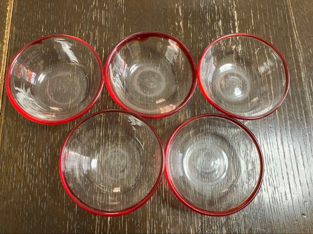 大正〜昭和の時代 昭和レトロ 大正浪漫　吹きガラス　ガラス鉢　5枚