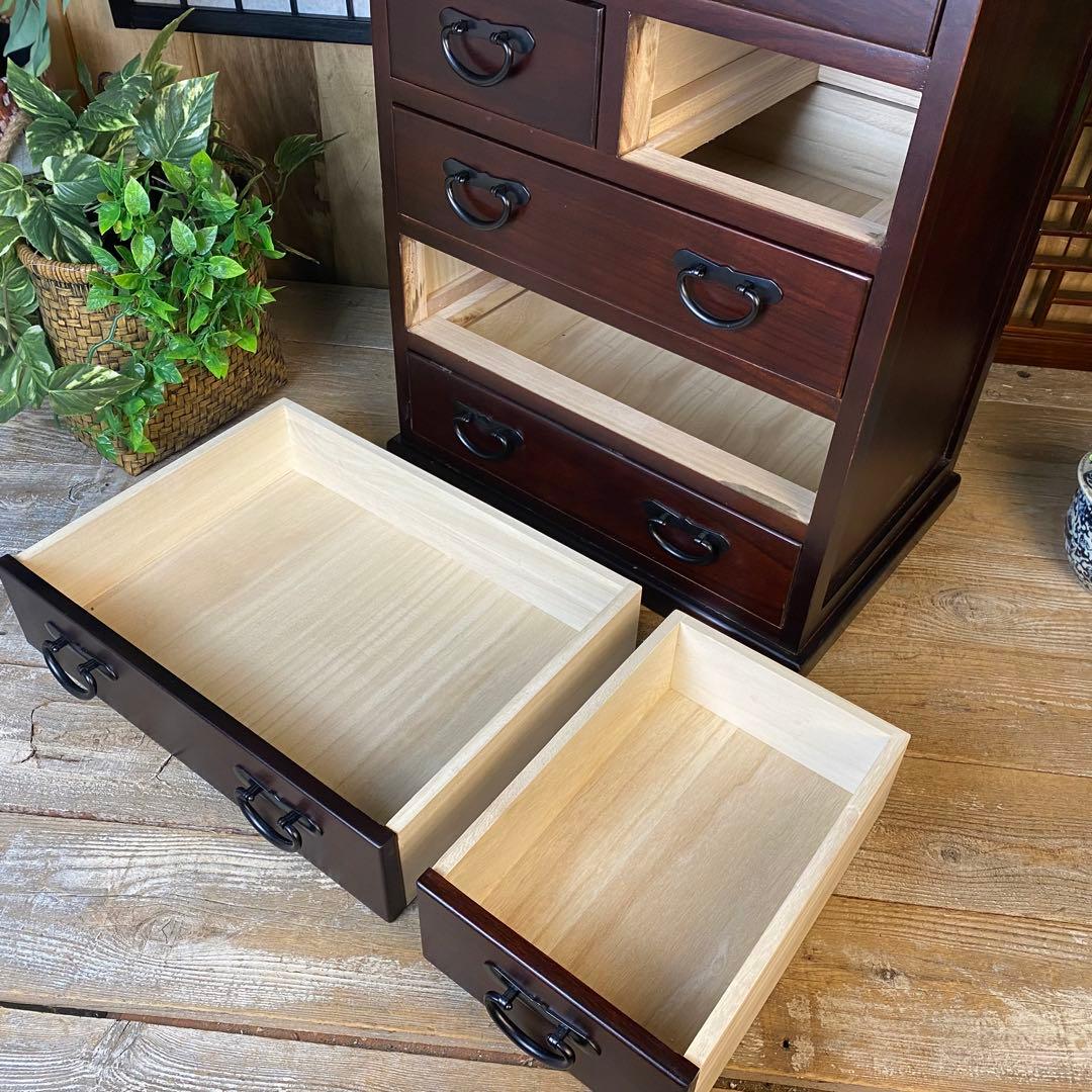 訳あり品！【134】民芸家具桐材多引き出しチェストタンスD48㎝×65㎝完成品
