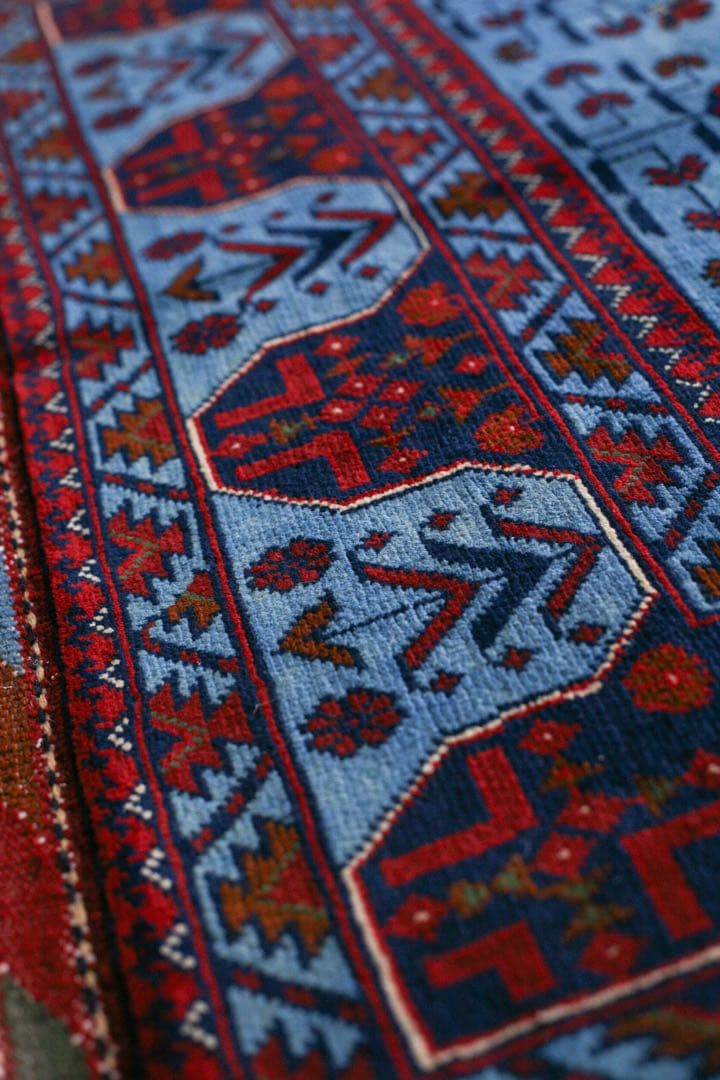 【新品】143cm×100cm アフガニスタン　トライバルラグ　ソファサイズ