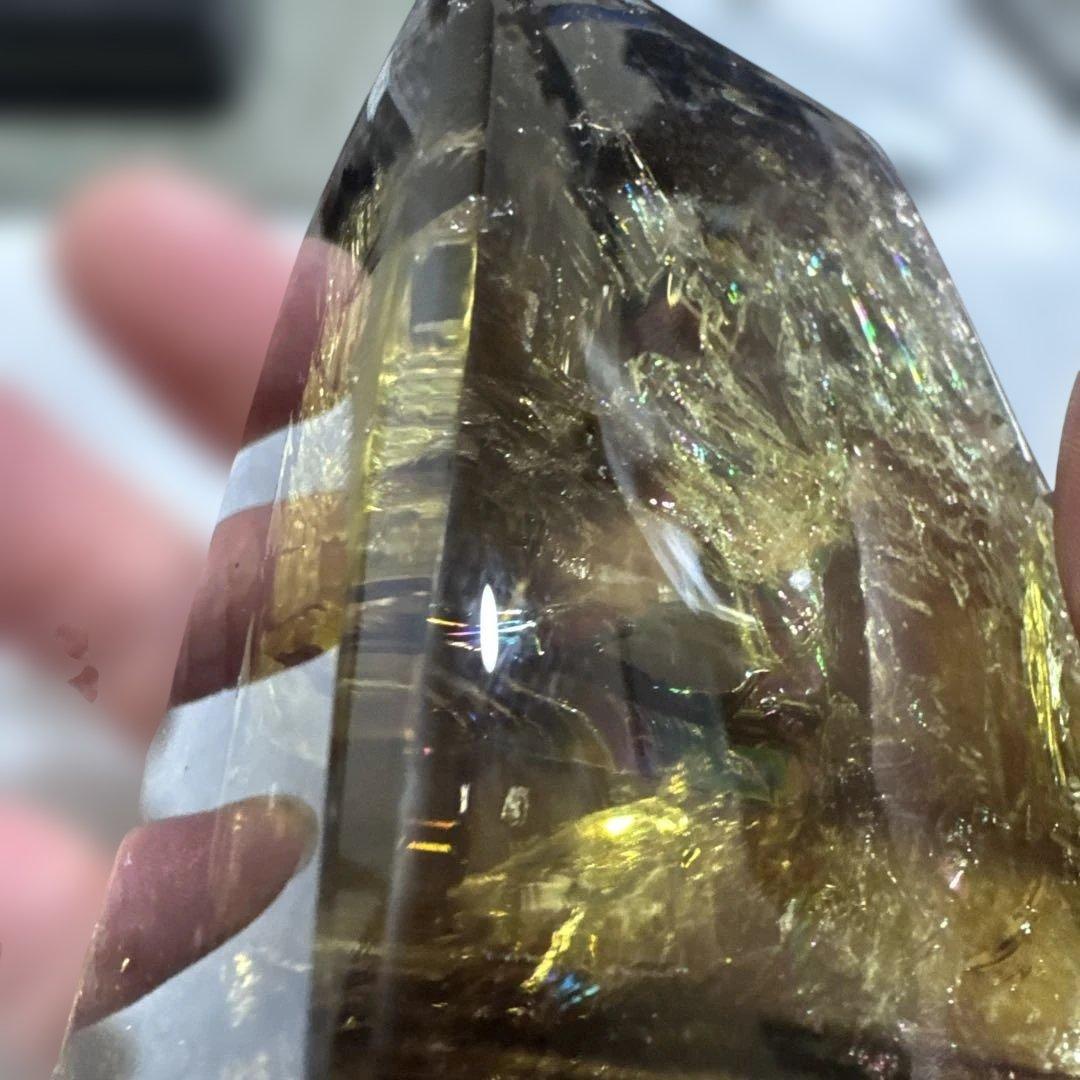 【極上品】スモーキーゼウスシトリンファントム 原石530g 台座付き