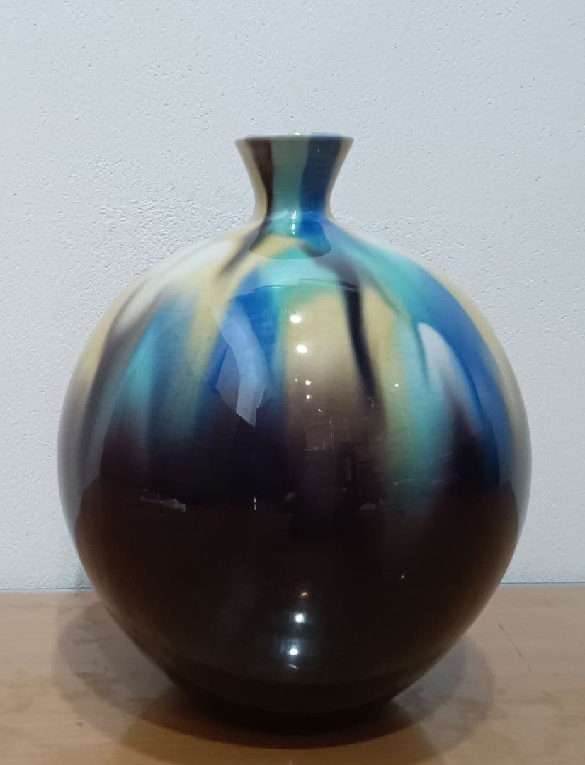 三代 徳田正彦 徳田八十吉 彩釉 壺 九谷焼 人間国宝