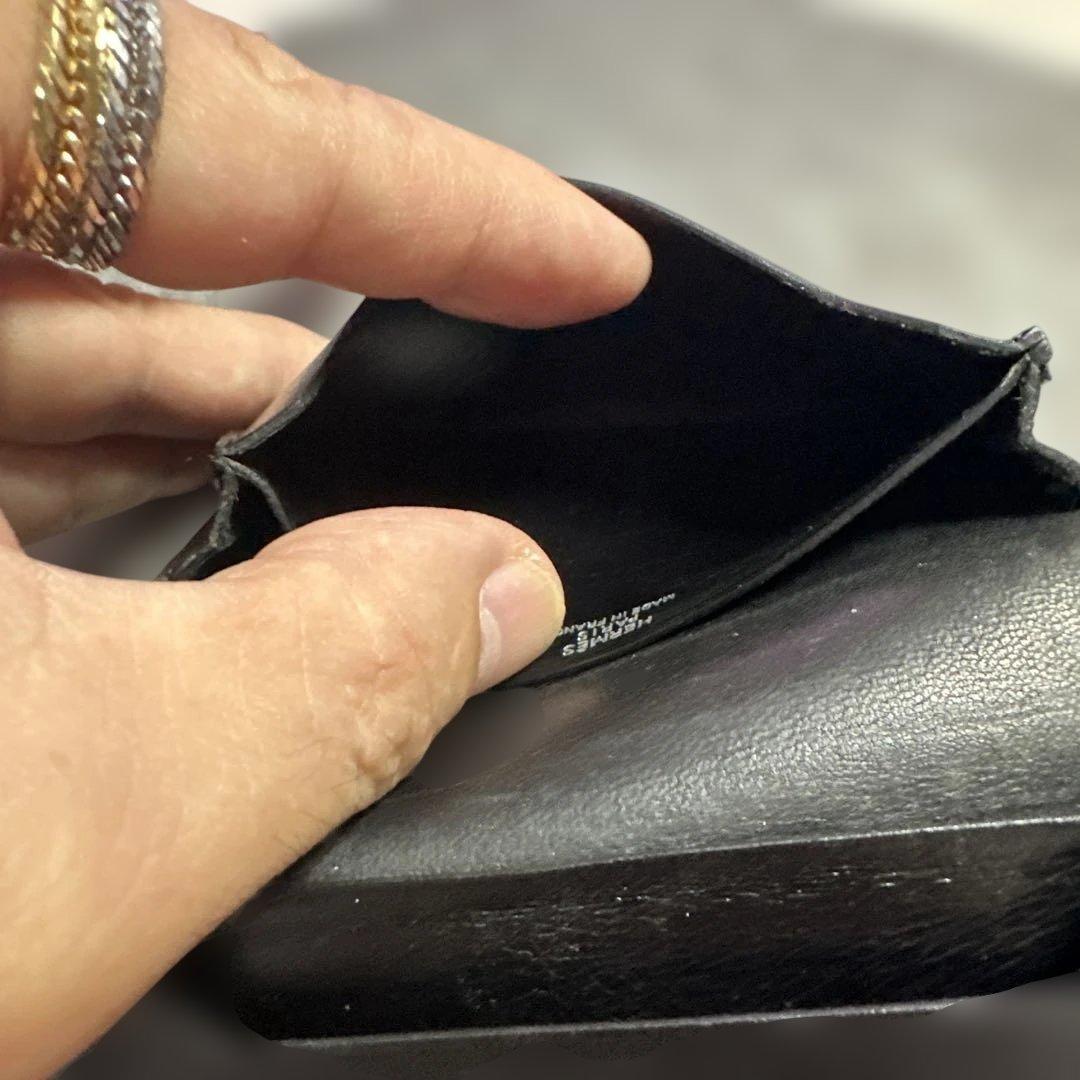 エルメス　べアン黒 レザー 名刺入れ 二つ折り式　値引きOK