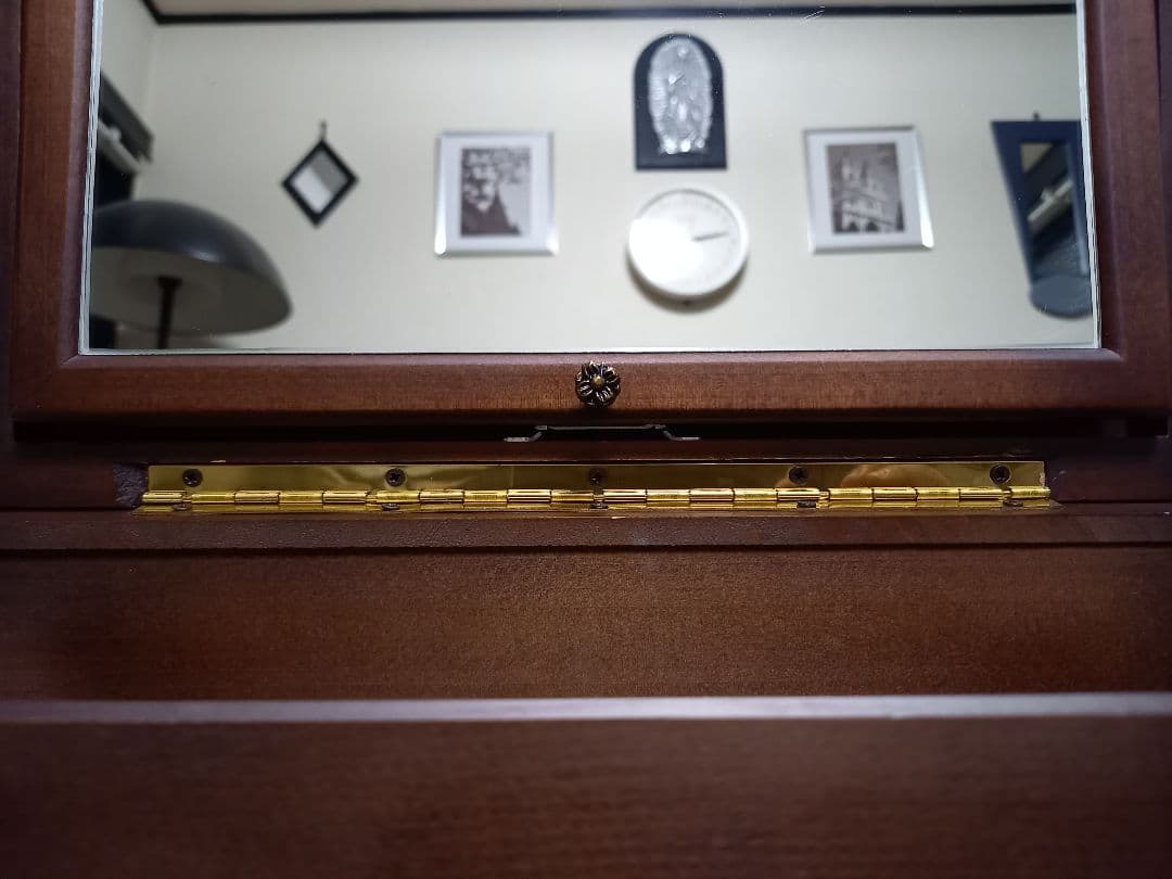 クラシック　ジュエリー　メイク　ウッド　ボックス　真鍮　脚付　金具　化粧　木箱