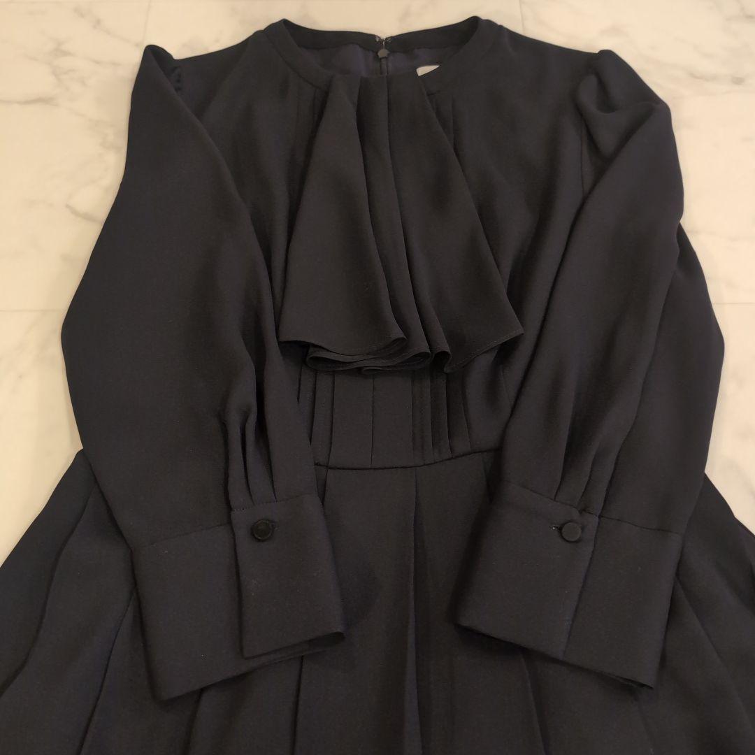 美品 セルフォード ワンピース ネイビーボウタイ リボン プリーツフォーマル S