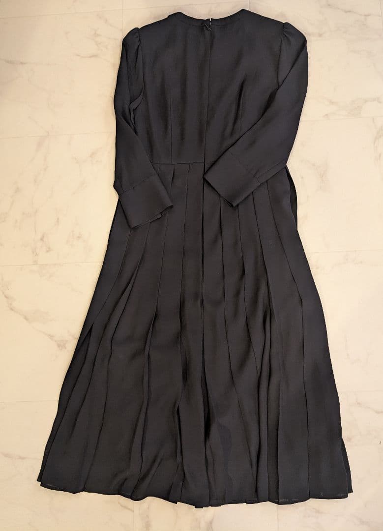 美品 セルフォード ワンピース ネイビーボウタイ リボン プリーツフォーマル S