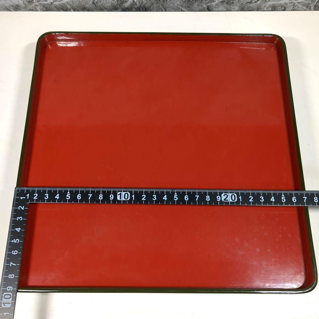 木製 漆器 緑内朱 脚付会席膳 10客セット 江戸時代後期 骨董品 黒漆木箱付き