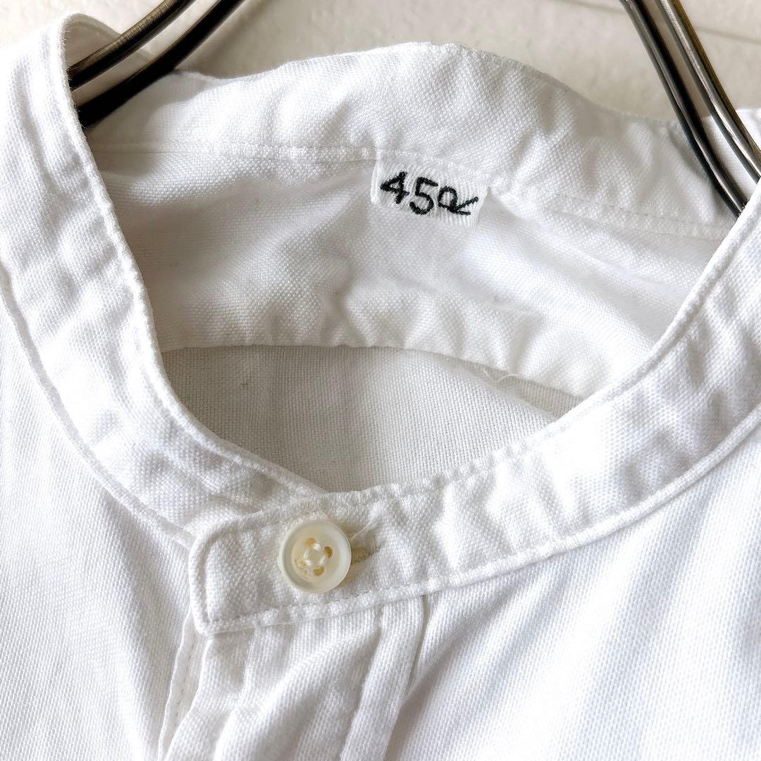 45R 薄オックスの908ビッグーグーシャツ ホワイト 2ゆったり 刺繍ボタン