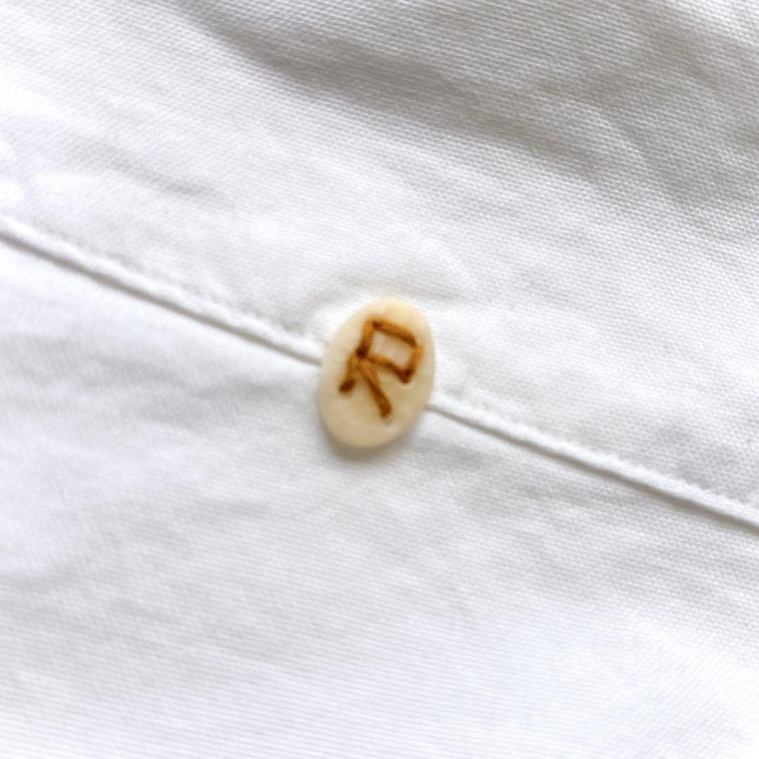 45R 薄オックスの908ビッグーグーシャツ ホワイト 2ゆったり 刺繍ボタン