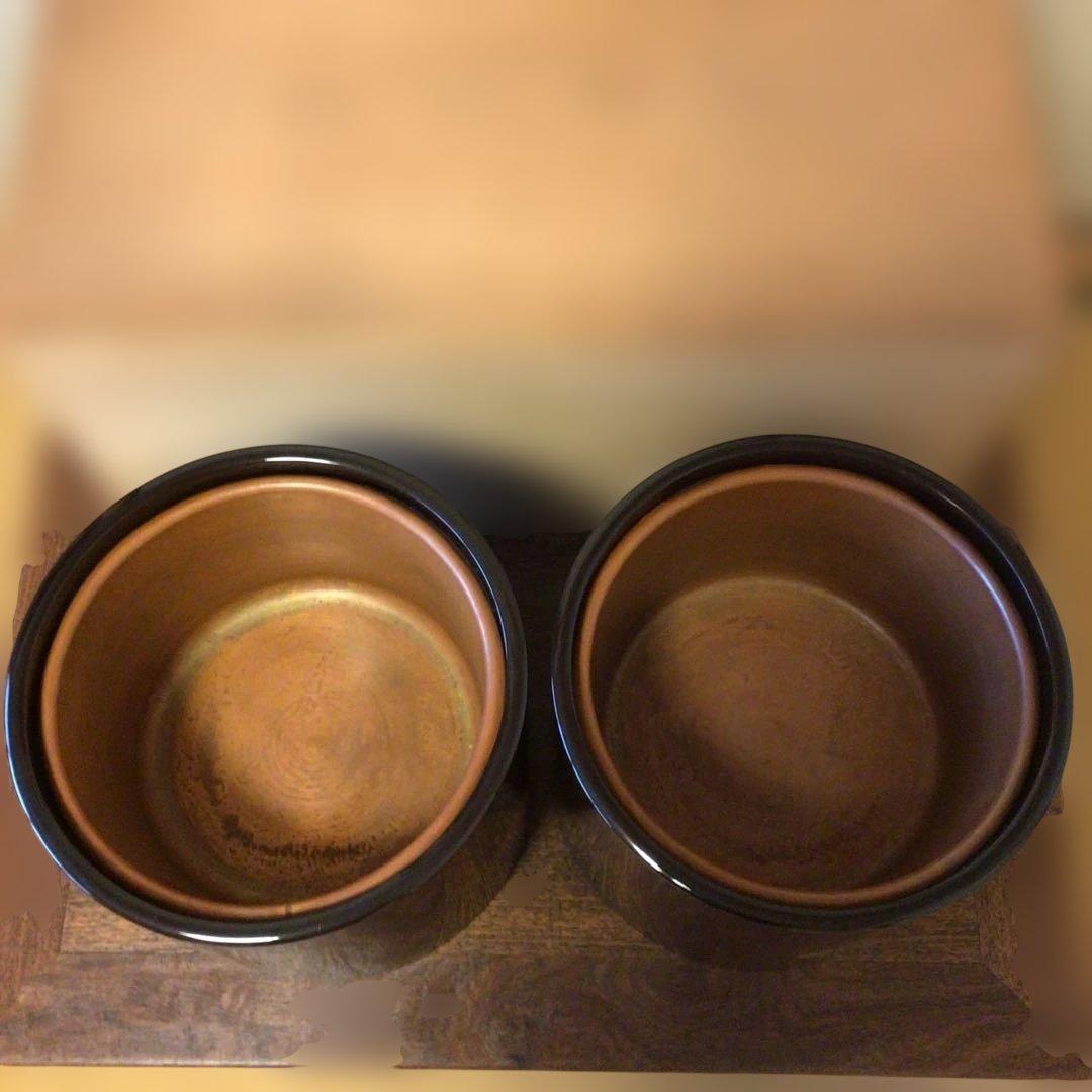 アンティーク　輪島塗り　手あぶり　火鉢　一対　木箱付き　落とし付き　鉢カバー