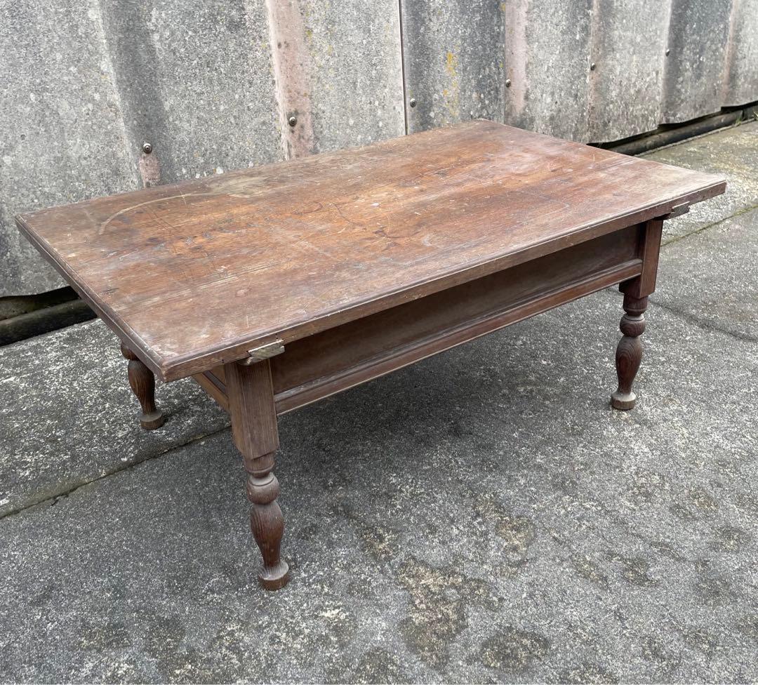 ビンテージ/当時物/無垢材/文机/机/書斎机/作業台/テーブル/ろくろ脚/12