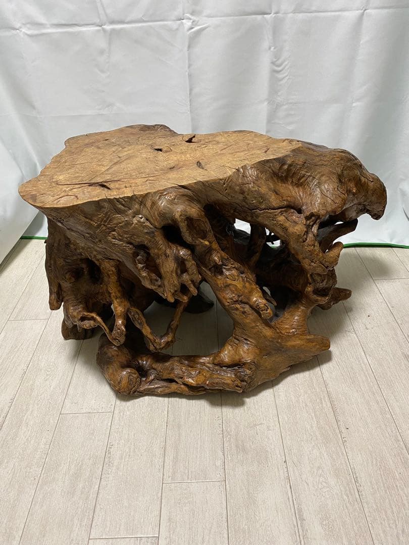 【一点物】天然木 根卓 無垢材 ローテーブル 座卓 飾り台 花台 古道具 古民家