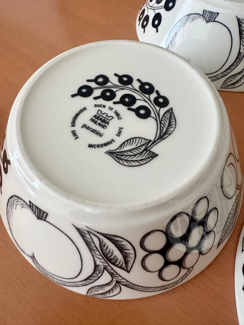 旧ロゴ　アラビア パラティッシ　ブラック スープボウル 17cm 4個セット