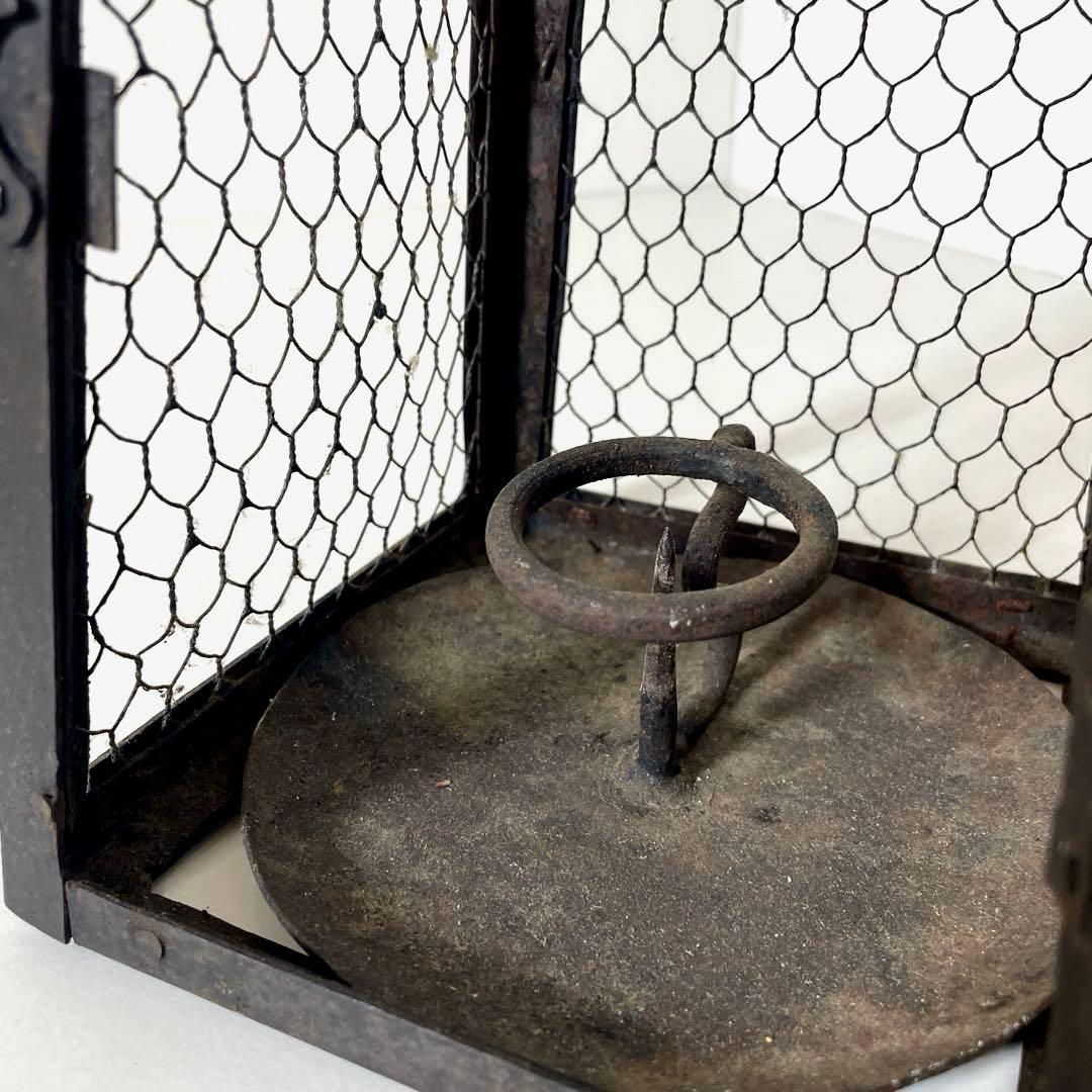 #XG447 時代物・鉄製・吊り燭台・行燈・ランタン・アンティーク・骨董